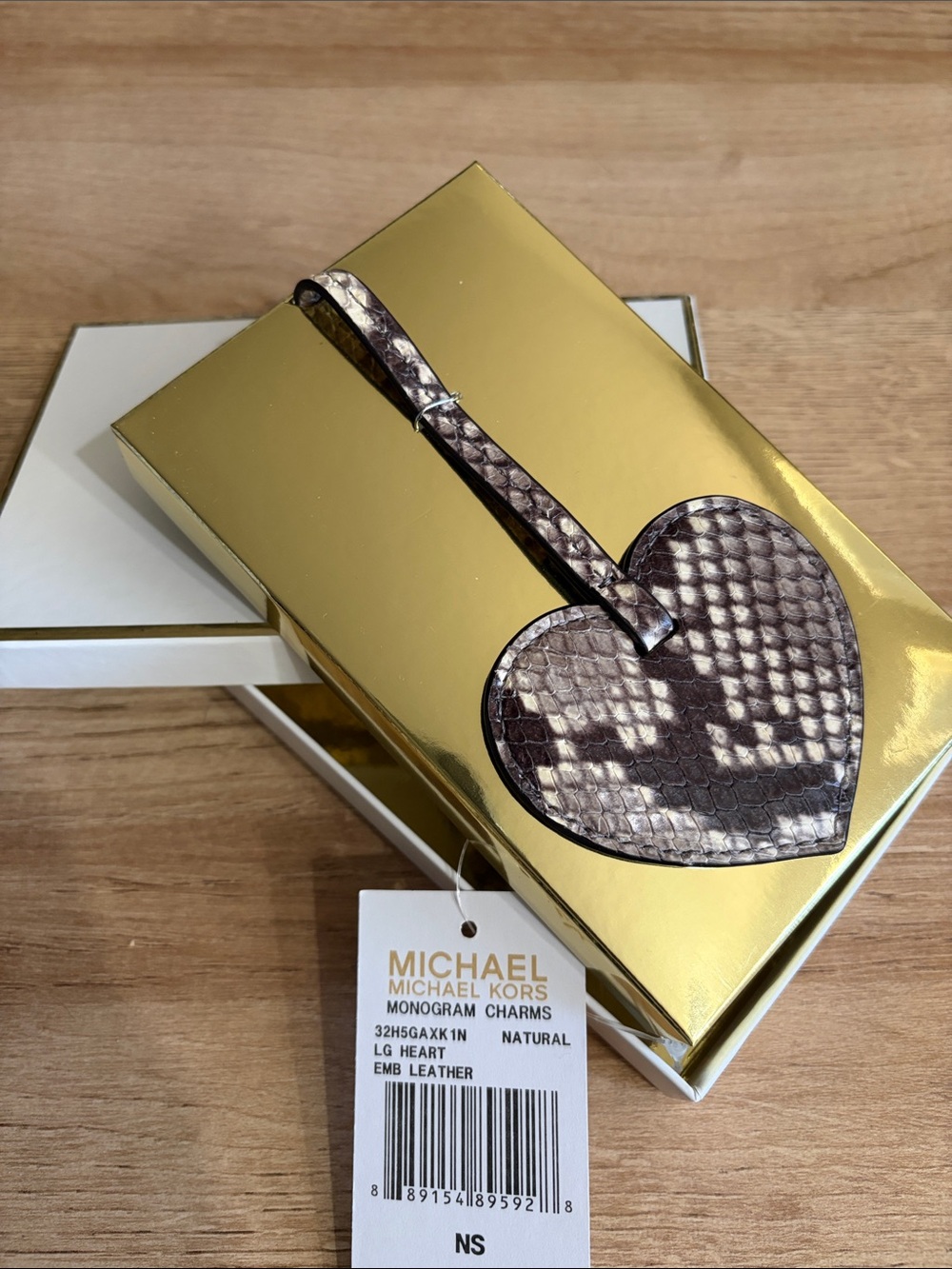 MICHAEL Michael Kors Natural Embossed Leather Heart Charm